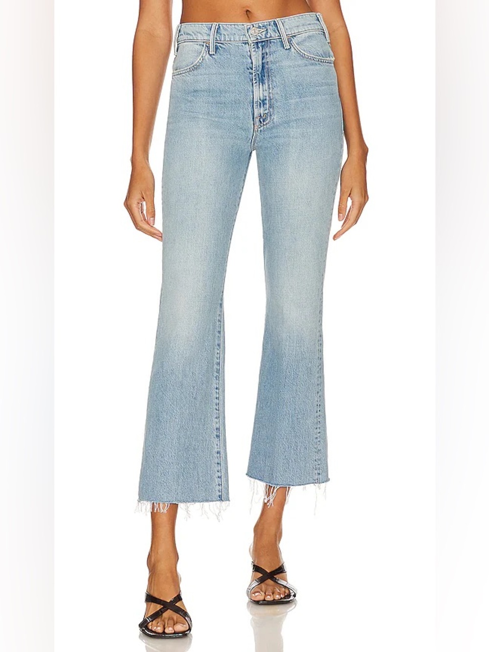 MOTHER The Hustler Frayed High Waist Ankle Bootcut Jeans in Sow Surreal Sz. 29